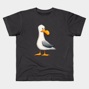Funny Cartoon Seagull Cute Water-Bird Illustration Kids T-Shirt